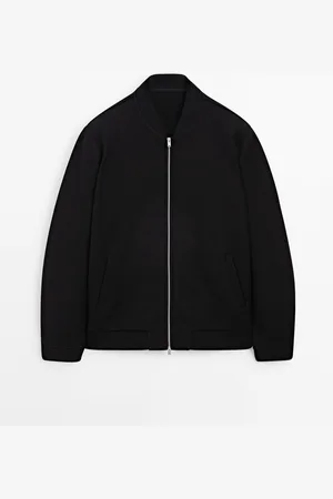 Massimo Dutti Heren - Bomberjack Van Dubbele Wolmix - Zwart - S