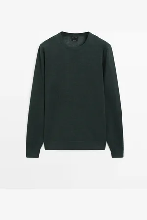 Massimo Dutti Heren - Lichtgewicht 100% Linnen Tricot Trui - Fles - S