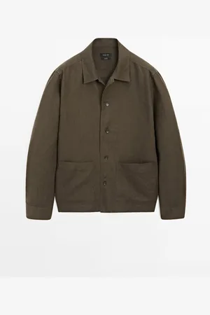 Massimo Dutti Heren - 100% Linnen Overshirt - Groen - L