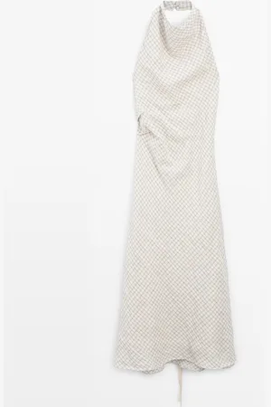 Massimo Dutti Dames - Midi-Jurk Met Halter En Lage Rug - Wit - M