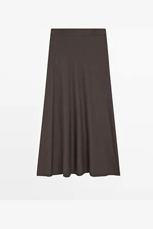 Massimo Dutti Dames - Lange Flared Rok - Chocolade - L
