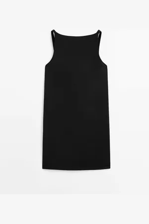 Massimo Dutti Dames - Mini-Jurk Van Linnenmix - Zwart - 38
