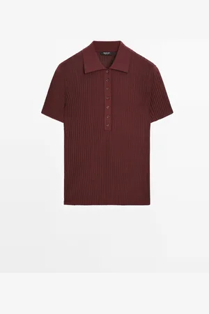 Massimo Dutti Dames - Tricot Polotrui Van Katoenmix - Granaat - Xs