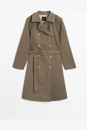 Massimo Dutti Dames - Klassieke Waterafstotende Trenchcoat - Verde - Xs
