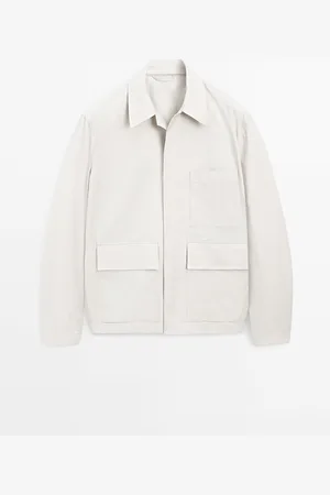 Massimo Dutti Heren - Crêpe Overshirt Van Katoenmix - Limited Edition - Steen - L