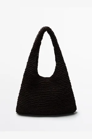 Massimo Dutti Dames - Middelgrote Splitsuède Crochet Tas - Limited Edition - Bruin - 01