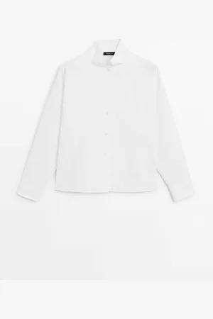 Massimo Dutti Dames - 100% Katoenen Popeline Overhemd - Wit - S