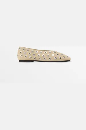 Massimo Dutti Dames - Ballerina Met Metalen Details - Beige - 40
