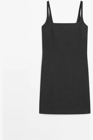 Massimo Dutti Dames - Mini-Jurk Met Bandjes - Grijs - L