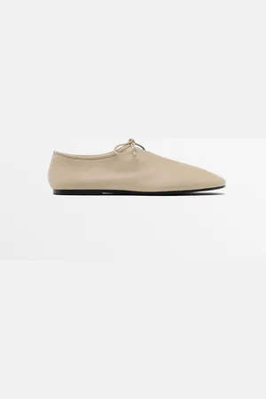 Massimo Dutti Dames - Soft Ballerina Met Veters - Ecru - 40