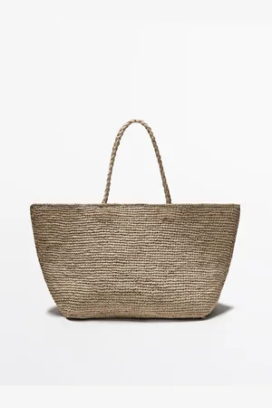 Massimo Dutti Dames - Naturel Raffia Shopper - Beige - 01