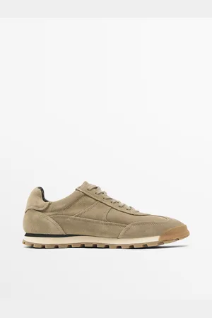 Massimo Dutti Heren - Zachte Splitsuède Sneakers - Zand - 42