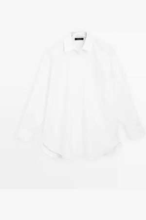 Massimo Dutti Dames - 100% Katoenen Overhemd Met Naaddetails - Wit - Xs