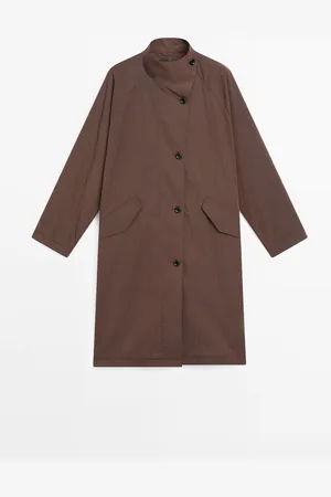 Massimo Dutti Dames - Soepelvallende Waterafstotende Stoffen Trenchcoat - Bordeauxrood - S