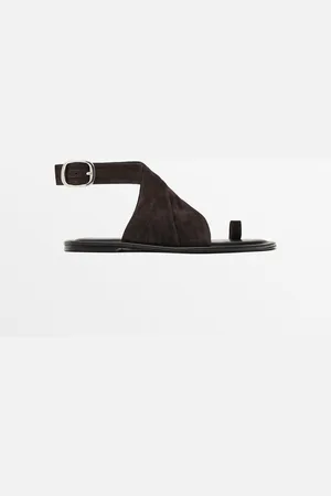 Massimo Dutti Dames - Suède Gekruiste Sandalen - Bruin - 39