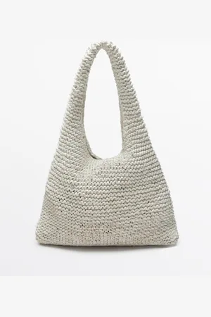 Massimo Dutti Dames - Middelgrote Splitsuède Crochet Tas - Limited Edition - Wit - 01