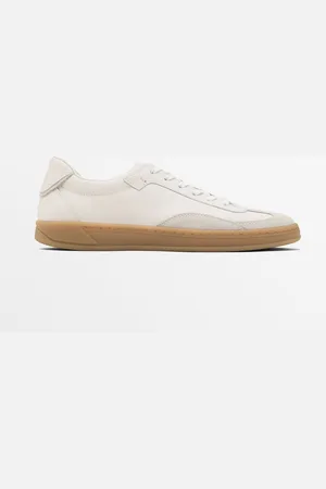Massimo Dutti Heren - Witte Nappa Sneakers - Wit - 42