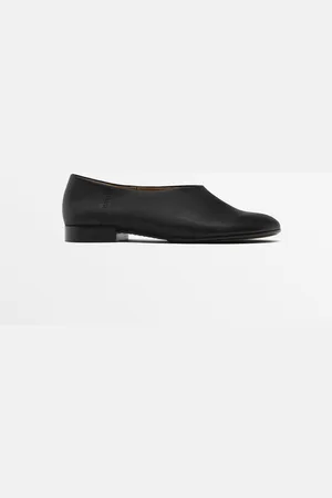 Massimo Dutti Dames - Zachte Ballerina Met Ronde Neus - Zwart - 39