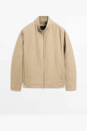Massimo Dutti Heren - 100% Linnen Bomberjack - Bruingeel - Xl