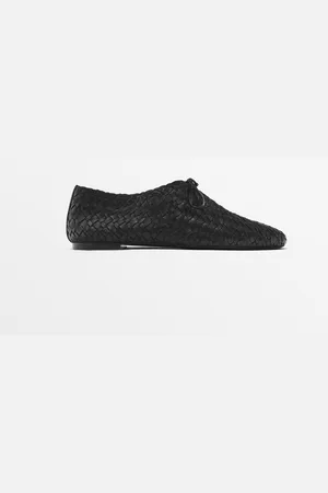 Massimo Dutti Dames - Gevlochten Ballerina - Zwart - 36