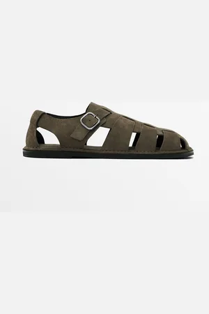Massimo Dutti Heren - Leren Bandjessandaal - Limited Edition - Taupe - 40