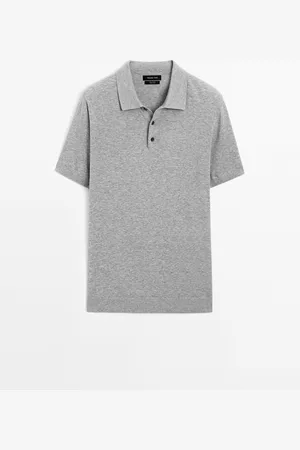Massimo Dutti Heren - Katoenen Polotrui Met Korte Mouw - Vigoré Grijs - S