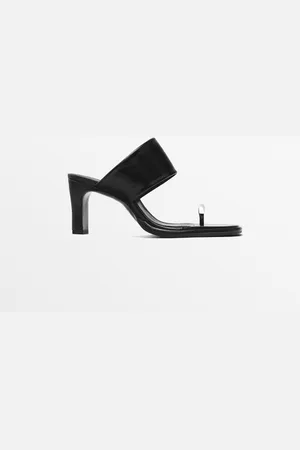 Massimo Dutti Dames - Sandaal Met Hak En Ring - Zwart - 35