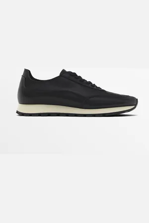 Massimo Dutti Heren - Leren Sneakers - Zwart - 42