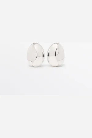 Massimo Dutti Dames - Ovale Oorbellen - Zilver - 01