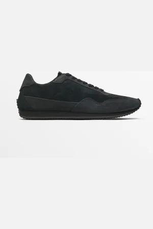 Massimo Dutti Heren - Sneakers Met Contrasterend Nubuck - Blauw - 41
