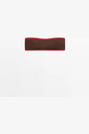 Massimo Dutti Dames - Combi Bandeau Bikinitop - Bruin - S