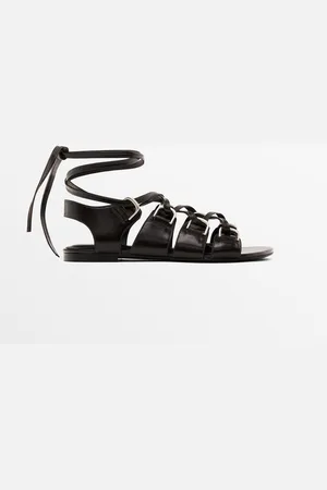Massimo Dutti Dames - Vetersandalen Met Ringen - Bruin - 40