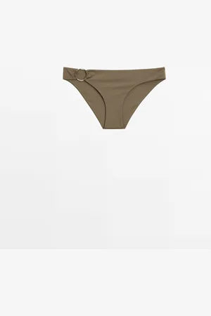 Massimo Dutti Dames - Bikinibroekje Met Ring - Donkerkaki - L