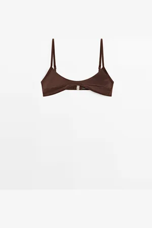 Massimo Dutti Dames - Bikinitop Met Centrale Naad - Bruin - M
