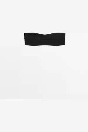 Massimo Dutti Dames - Bandeau Bikinitop Met Structuur - Zwart - S