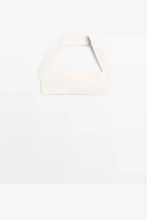 Massimo Dutti Dames - Halter Bikinitop Met Structuur - Ecru - S