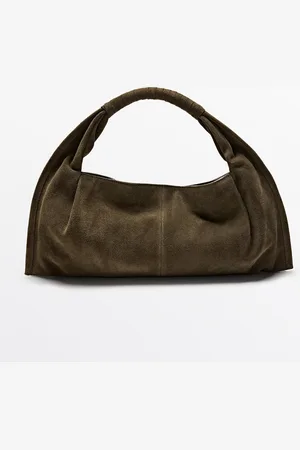 Massimo Dutti Dames - Splitsuède Handtas - Groen - 01