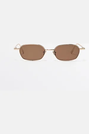Massimo Dutti Dames - Metalen Zonnebril - Bruin - 01