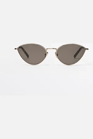 Massimo Dutti Dames - Metallic Cat-Eye Zonnebril - Goudbruin - 01