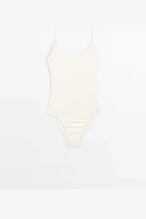 Massimo Dutti Dames - Badpak Met Ring Rugpand - Ecru - L