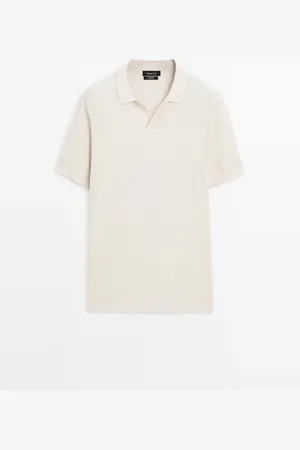 Massimo Dutti Heren - 100% Katoenen Tricot Trui Met Polokraag - Beige - L