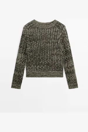 Massimo Dutti Dames - Opengewerkte Trui Van Katoenmix - Geel - Xs