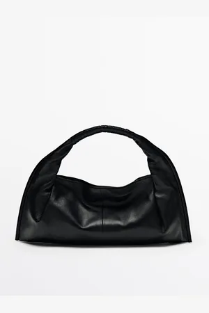 Massimo Dutti Dames - Nappaleren Handtas - Zwart - 01