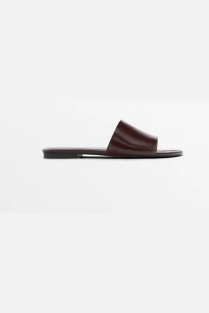 Massimo Dutti Dames - Leren Bandsandaal - Bruin - 35
