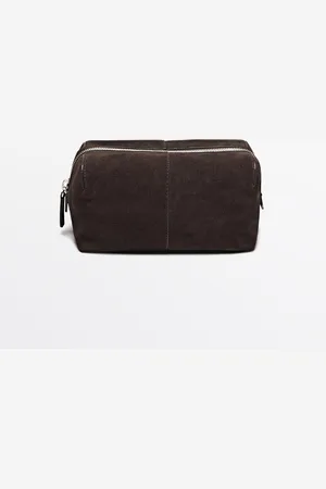 Massimo Dutti Heren - Nappaleren Toilettas - Bruin - 01