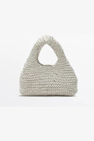 Massimo Dutti Dames - Mini Splitsuède Crochet Tas - Limited Edition - Wit - 01