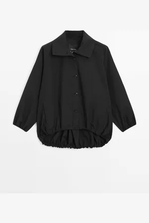 Massimo Dutti Dames - Puffy Parka Van Katoenmix - Zwart - S
