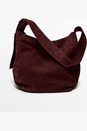 Massimo Dutti Dames - Splitsuède Schoudertas - Bordeaux - 01
