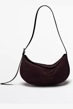 Massimo Dutti Dames - Splitsuède Schoudertas - Granaat - 01