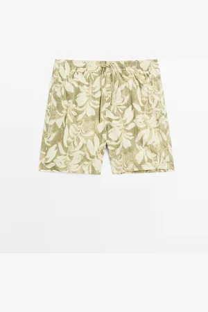 Massimo Dutti Heren - Regular Fit Zwembroek Met Print - Licht Groen - S